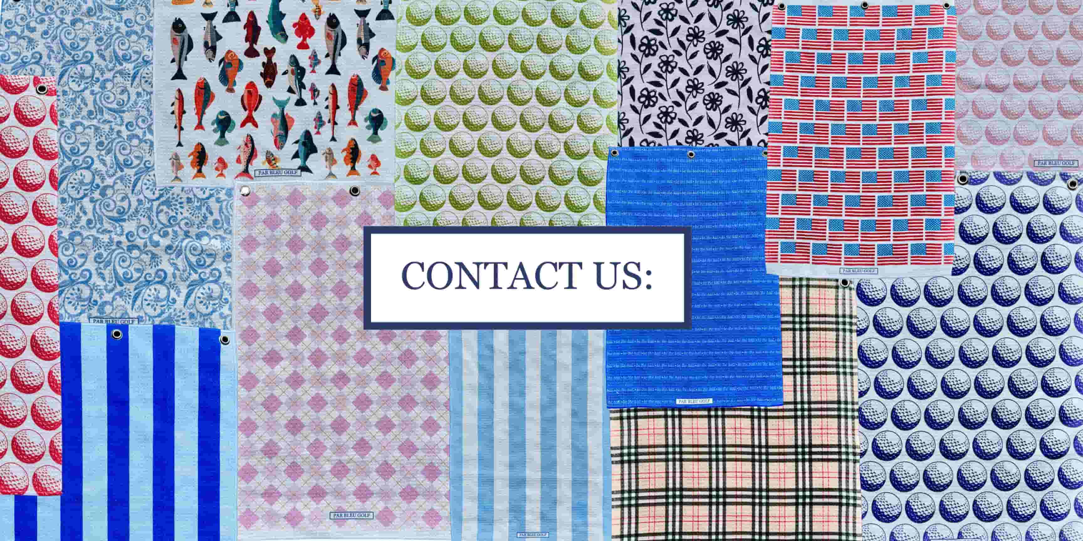 Contact Us Banner with Golf Towel Collage Design