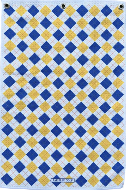 Yellow and Blue Argyle Patterned Golf Towel